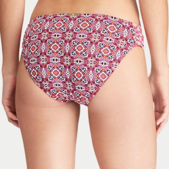 LAUREN RALPH LAUREN NWOT PINK GEOMETRIC BANDEAU BIKINI TOP & BOTTOM SIZE 4/EU 36 - Picture 9 of 14